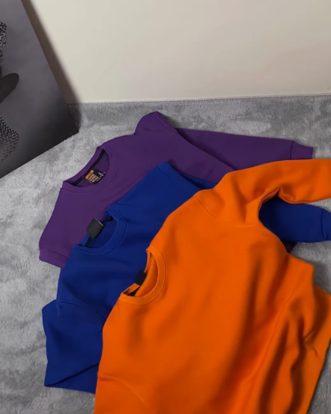 3’lü Oversize Sweat Set- Mor Saks Mavi Turuncu