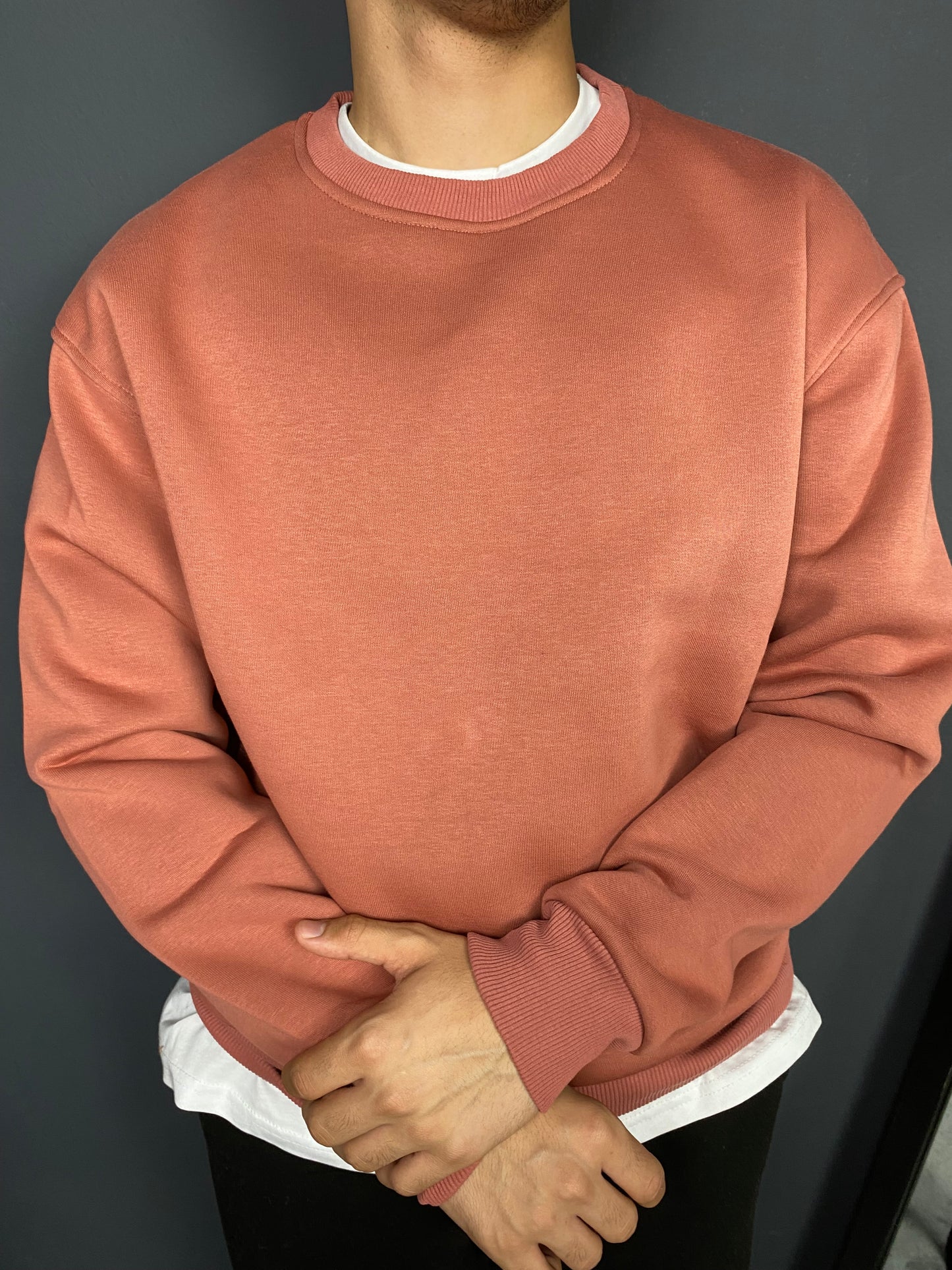 Unisex 3 İplik Bisiklet Yaka Kahverengi