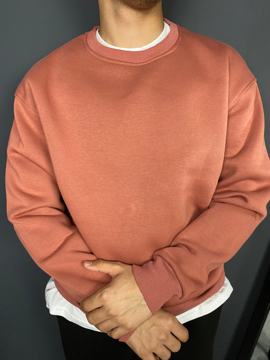 Unisex 3 İplik Bisiklet Yaka Kahverengi