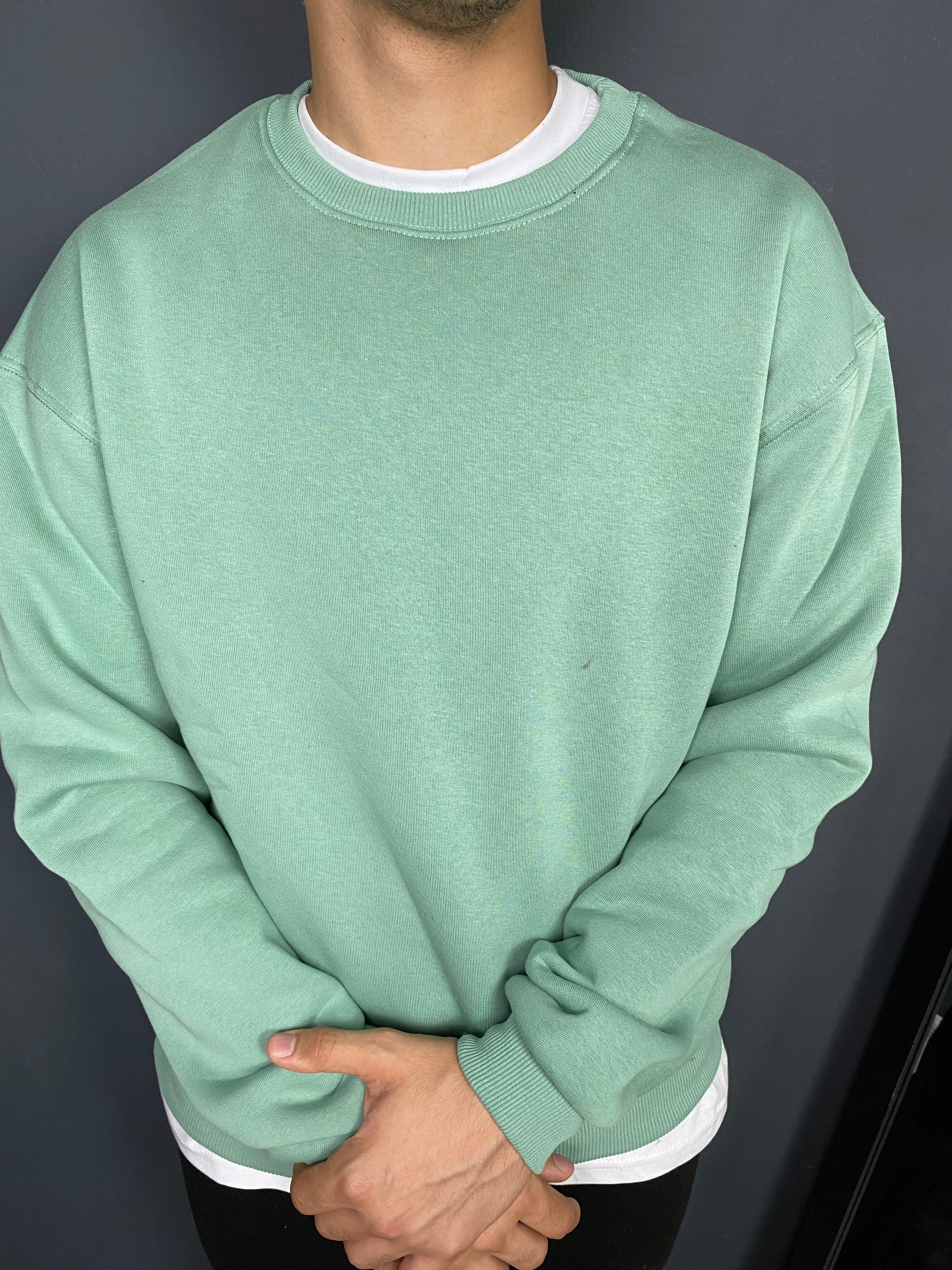 Unisex 3 İplik Bisiklet Yaka Turkuaz