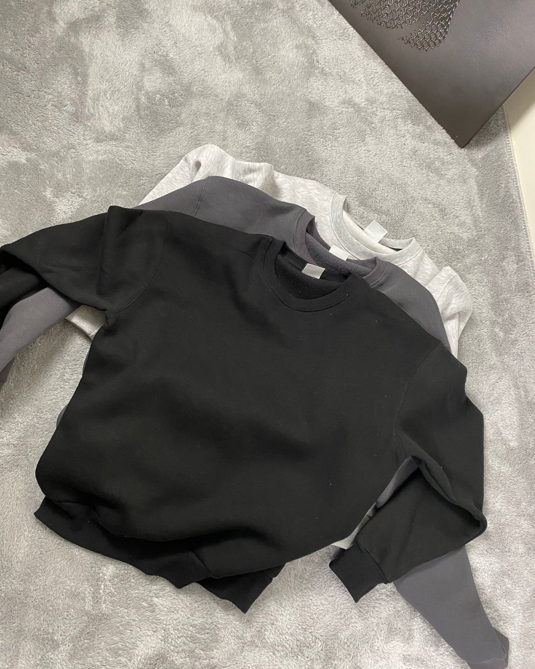 3’lü Oversize Sweat Set- Siyah Füme Açık Gri