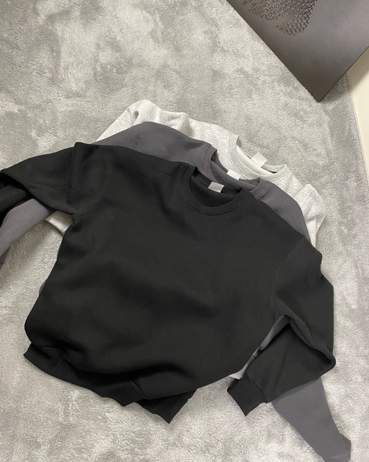3’lü Oversize Sweat Set- Siyah Füme Açık Gri