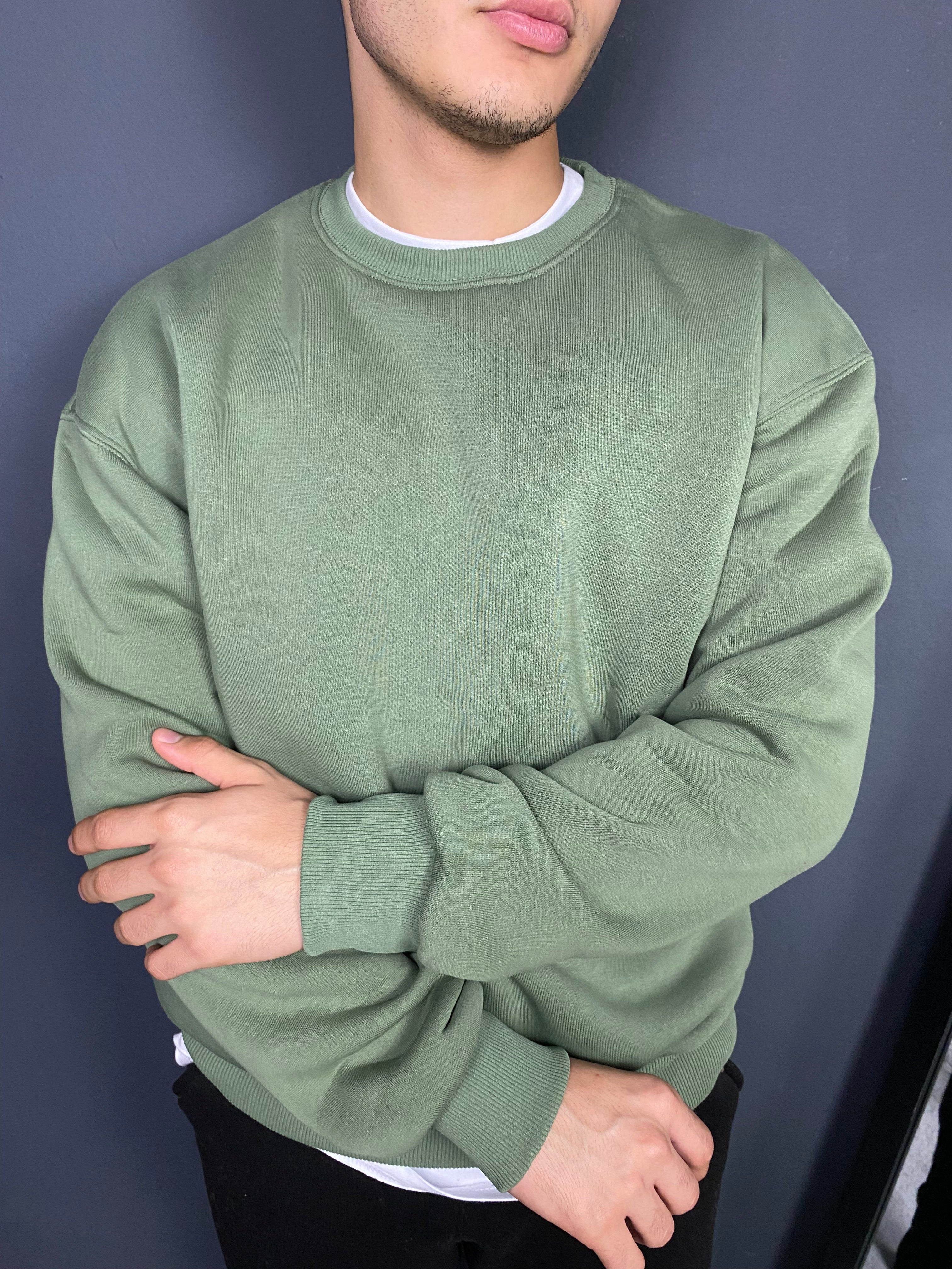 Unisex 3 İplik Bisiklet Yaka Yeşil