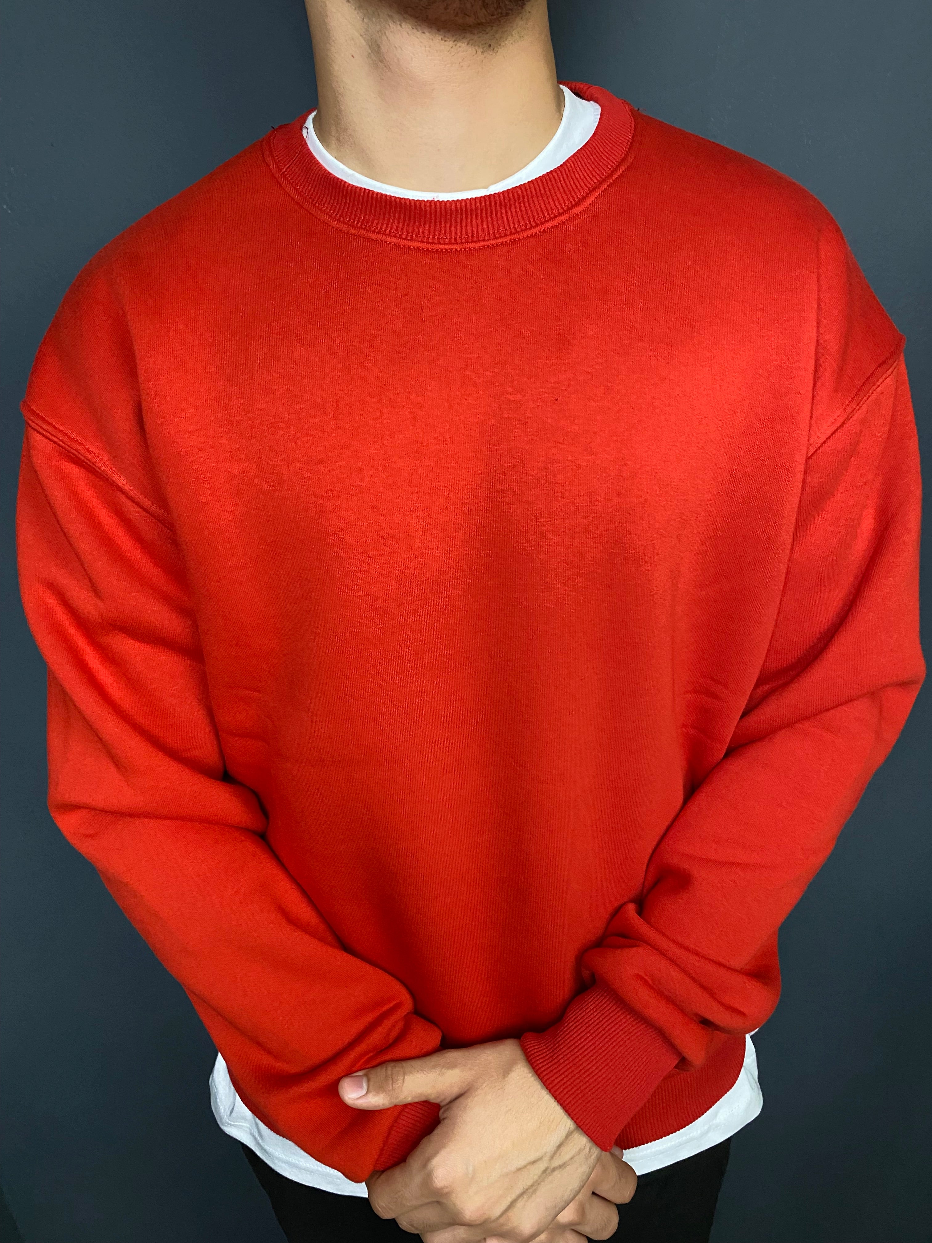 Unisex 3 İplik Bisiklet Yaka Kırmızı